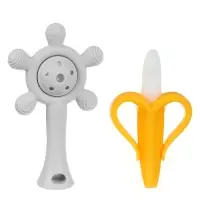 Набор силиконовых прорезывателей для зубов &laquo;Банан, погремушка&raquo;, 2 шт., Крошка Я