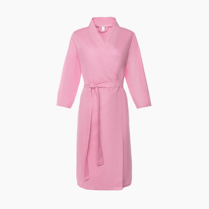 Халат вафельный женский &laquo;Экономь и Я&raquo; рукав 3/4, цвет розовый р. 50-52, хл 100%, 200 г/м&sup2;