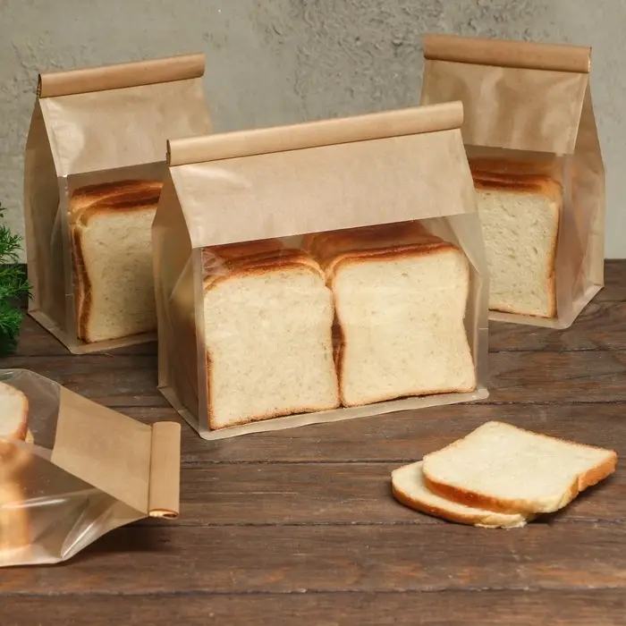 Пакет крафт бумажный, с окном, прямоугольное дно, 22&times;11&times;28 см