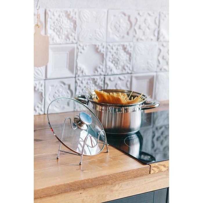 Подставка для крышек Доляна, 18&times;10&times;14 см, цвет хромированный