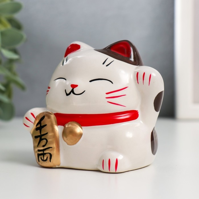 Копилка керамика Копилка керамика "Манэки-нэко с пожеланием" МИКС 6х7х7,5 см