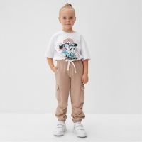 Брюки детские MINAKU, цвет бежевый, рост 128 см Брюки детские MINAKU, цвет бежевый, рост 128 см