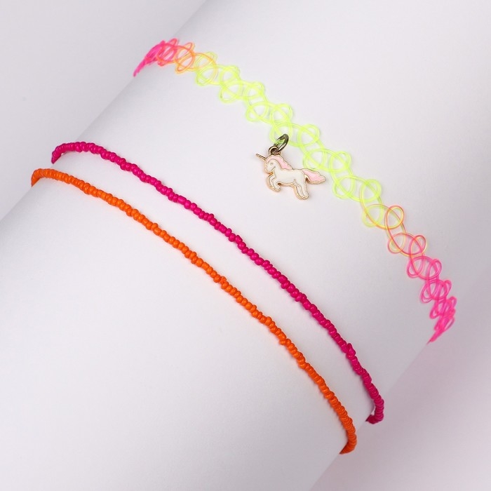 Чокер и бусы, 3 штуки, набор бижутерии, Минни Маус и Единорог