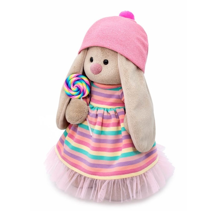 Мягкая игрушка «Зайка Ми» в полосатом платье с леденцом, 25 см Мягкая игрушка «Зайка Ми» в полосатом платье с леденцом, 25 см