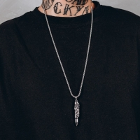 Кулон унисекс &laquo;Пуля&raquo; резной рисунок, цвет чернёное серебро, 60 см