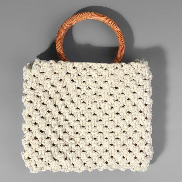 Ручки для сумки деревянные, плетёные, d = 10,2 / 12,5 см, 2 шт, цвет светло-коричневый