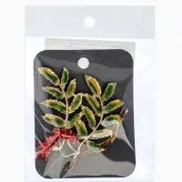 Брошь "Ветка Рябины", цвет красно-зелёный в золоте