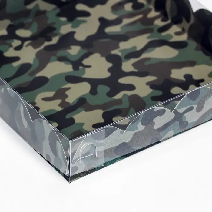 Коробка для печенья, &laquo;Зеленый камуфляж&raquo; 15&times;15&times;3