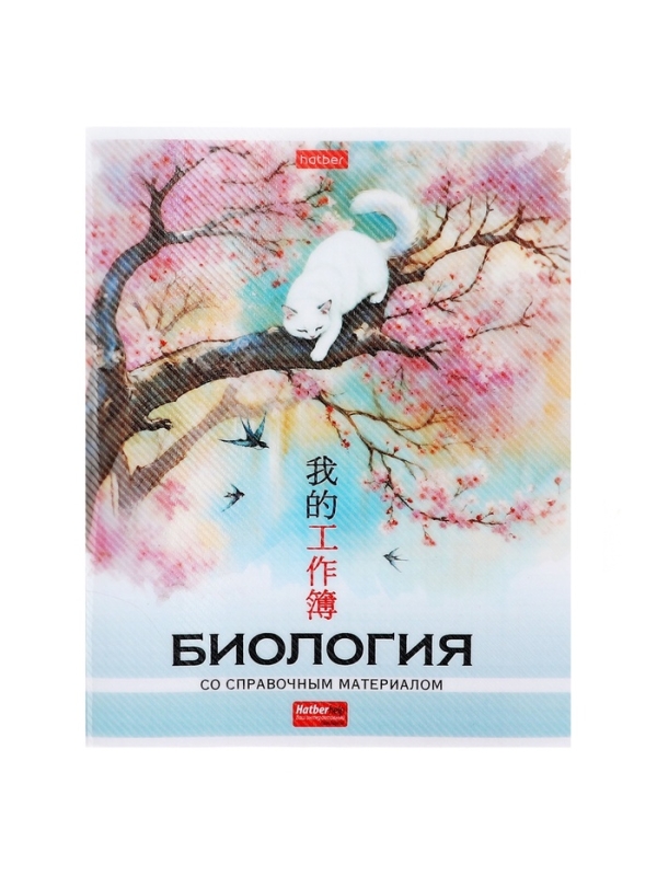 Тетрадь 48 листов в клетку &laquo;Искусство Азии&raquo; БИОЛОГИЯ, пластиковая обложка с печатью, тиснение фольгой, с интерактивным справочником, блок офс...