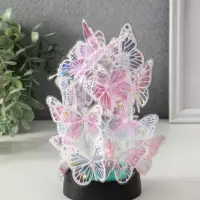 Сувенир пластик "Бабочки на колбе" LED 2хAG13 + наклейки бабочки 8,5х8,5х15 см