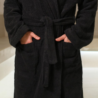 Халат махровый Экономь и Я, мужской размер 48-50 цвет чёрный, 100% хлопок с AIRO, 320 г/м2 Халат махровый Экономь и Я, мужской размер 48-50 цвет чёрный, 100% хлопок с AIRO, 320 г/м2