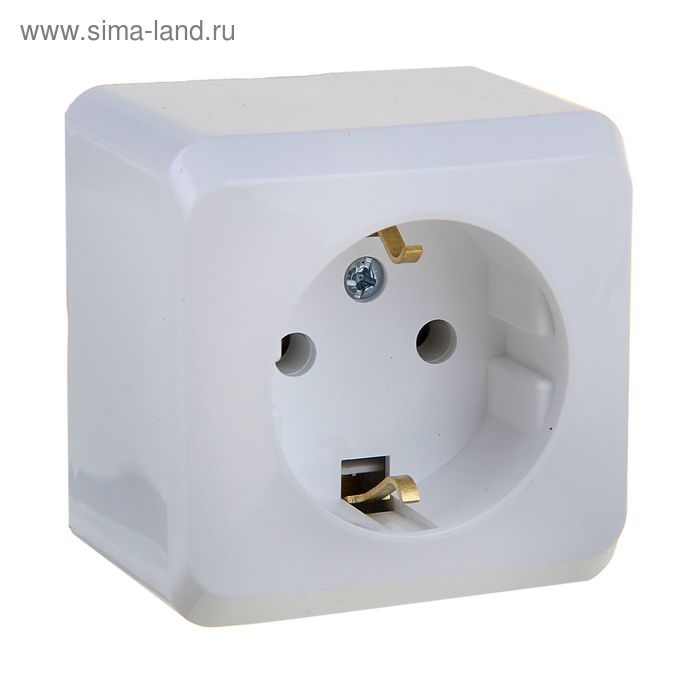 Розетка SE Розетка SE "Этюд", 16 А, 250 В, накладная, с з/к, IP20, белая, PA16-003B