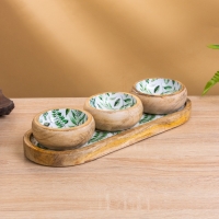 Набор розеток на подносе "Оливковая ветвь" (3 шт) дерево манго 33,5х13х6,5 см