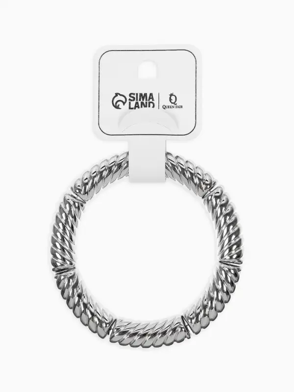 Браслет пластик на резинке "Стиль" резной, цвет серебро