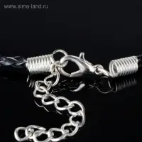 Шнурок кожаный d=3 мм, 45 см, чёрный, косичка