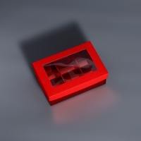 Коробка для 6 конфет красный глиттер, 12 х 8,5 х 4 см. Кондитерская упаковка Коробка для 6 конфет красный глиттер, 12 х 8,5 х 4 см. Кондитерская упаковка