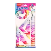 Набор геометрический гибкий силиконовый (линейка 30см+2 угольника+транспортир) Градиент Набор геометрический гибкий силиконовый (линейка 30см+2 угольника+транспортир) Градиент