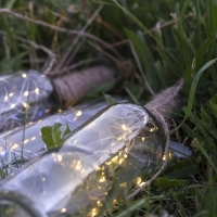 Гирлянда &laquo;Нить&raquo; 2 м роса с пробкой, IP44, серебристая нить, 20 LED, солнечная батарея, свечение тёплое белое