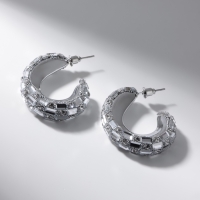 Серьги со стразами &laquo;Блеск&raquo; прямоугольники, белый в серебре