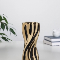 Ваза керамика настольная "Имоджен" 18х7 см, золотисто-чёрный
