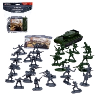 Игровой набор с карточками &laquo;Линия обороны&raquo;, 30 солдатиков и 1 танк
