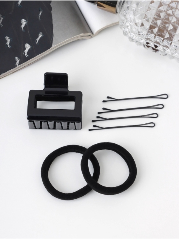 Набор для волос &laquo;Вивьен&raquo;, 2 резинки 5.5 см, 8 невидимок 5.5 см, краб 4 см, объём, чёрный