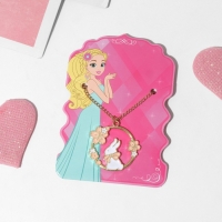 Кулон детский &laquo;Выбражулька&raquo; зайчик, цвет бело-розовый в золоте