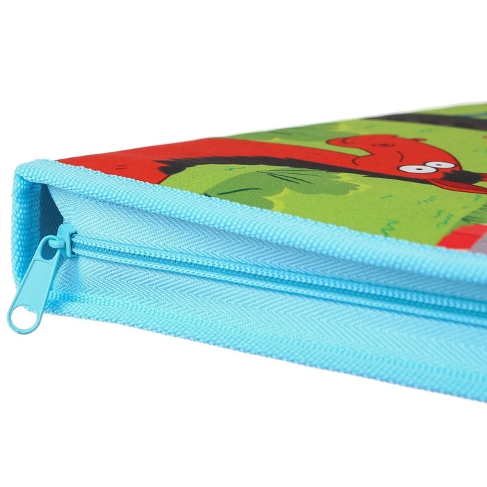 Папка для труда А4 с пеналом, на молнии, текстиль, Синий трактор Папка для труда А4 с пеналом, на молнии, текстиль, Синий трактор