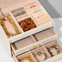 Подставка для украшений &laquo;Шкатулка&raquo; раздвижная с зеркалом, 17.5&times;14&times;13.5, цвет белый