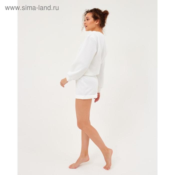Пижама женская (свитшот, шорты) MINAKU: New happy, размер 54, белая