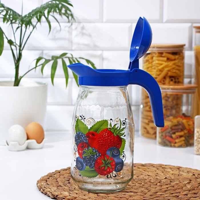 Кувшин с крышкой &laquo;Ягодный фреш&raquo;, стеклянный, 1,5 л, с крышкой
