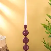 Подсвечник на 1 свечу текстурный "Баклажановый" с 3 сферами 10х10х25 см