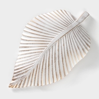 Блюдо для фруктов Доляна &laquo;Лист&raquo;, 35,5&times;20&times;5 см, цвет золотой с белым