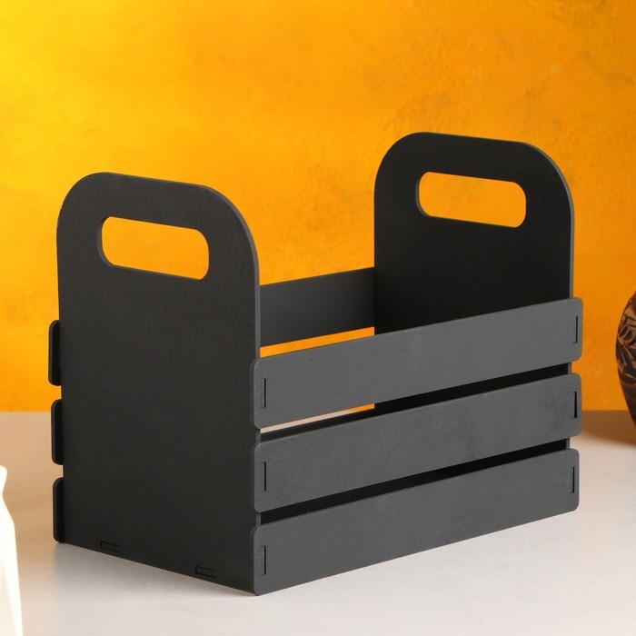 Кашпо деревянное 25&times;15&times;20 см "Кармен", ручки вырезы боковые, чёрный Дарим Красиво