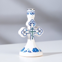 Подсвечник крестик "Гжель", керамика Подсвечник крестик "Гжель", керамика