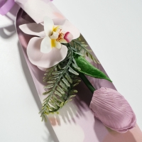 Букет из мыльных лепестков "Тюльпан с орхидеей" сиреневый 8,5х7,4х38,6 см