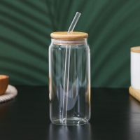 Стакан стеклянный с трубочкой «Эко», 500 мл, 7,5×15,5 см Стакан стеклянный с трубочкой «Эко», 500 мл, 7,5×15,5 см