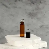 Флакон стеклянный для парфюма, с металлическим роликом, 5 мл, коричневый, чёрный