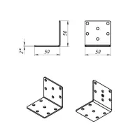 Уголок крепёжный 50 х 50 х 50 х 2 мм, оцинкованный