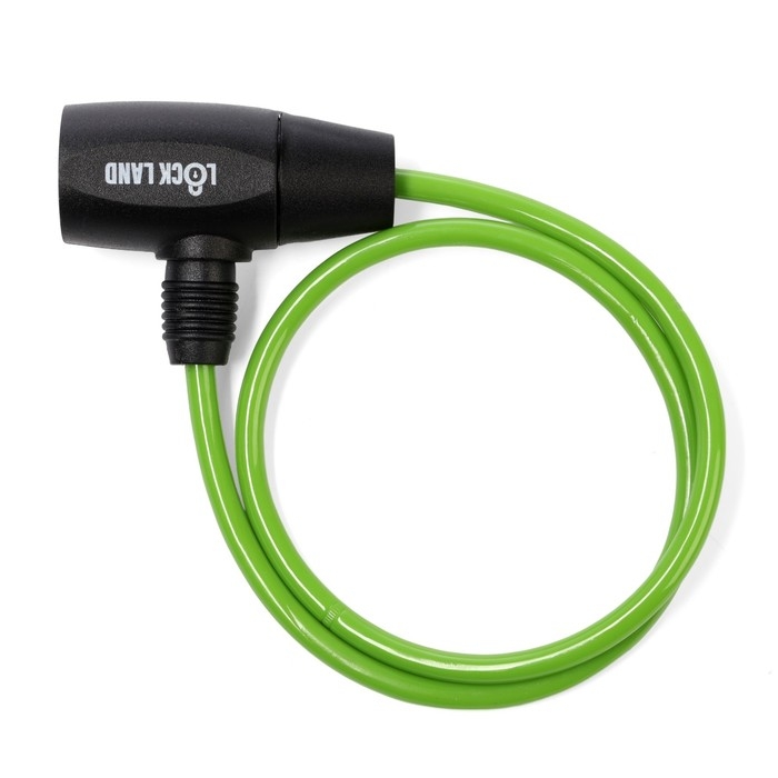 Замок навесной велосипедный LOCKLAND, 6х650 мм, перфорированный ключ, зеленый