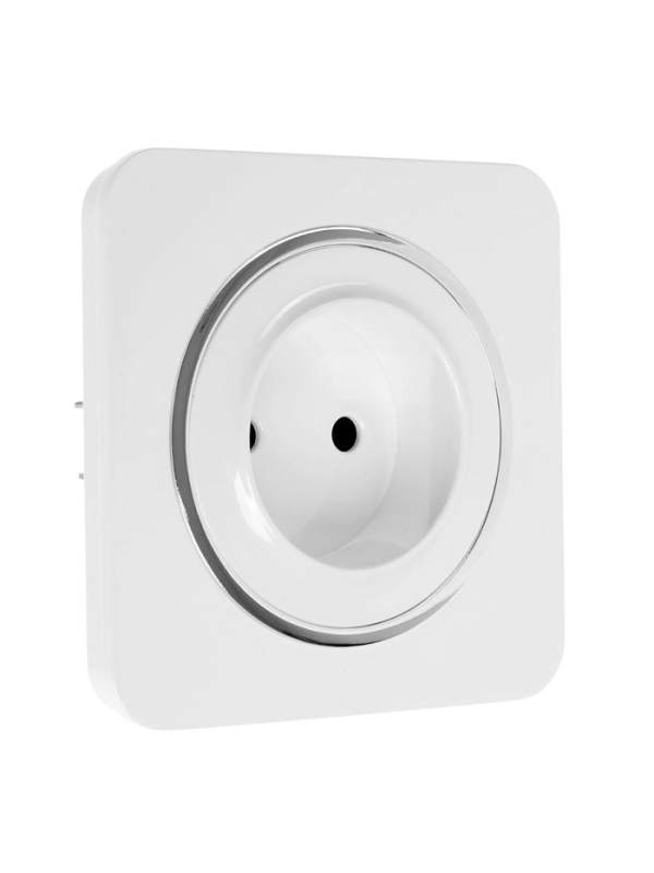 Розетка одноместная, серия Розетка одноместная, серия "Circular", 10 А, скрытая, без з/к, белая, серебристая рамка