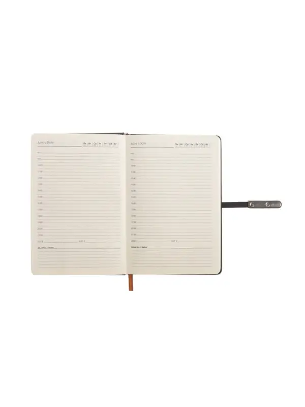 Ежедневник недатированный формат А5, с хлястиком, 112л, линия, пвх, Узор Черный