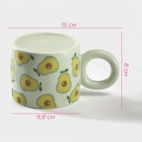 Кружка керамическая с силиконовой крышкой Доляна &laquo;Авокадо&raquo;, 350 мл, цвет зелёный