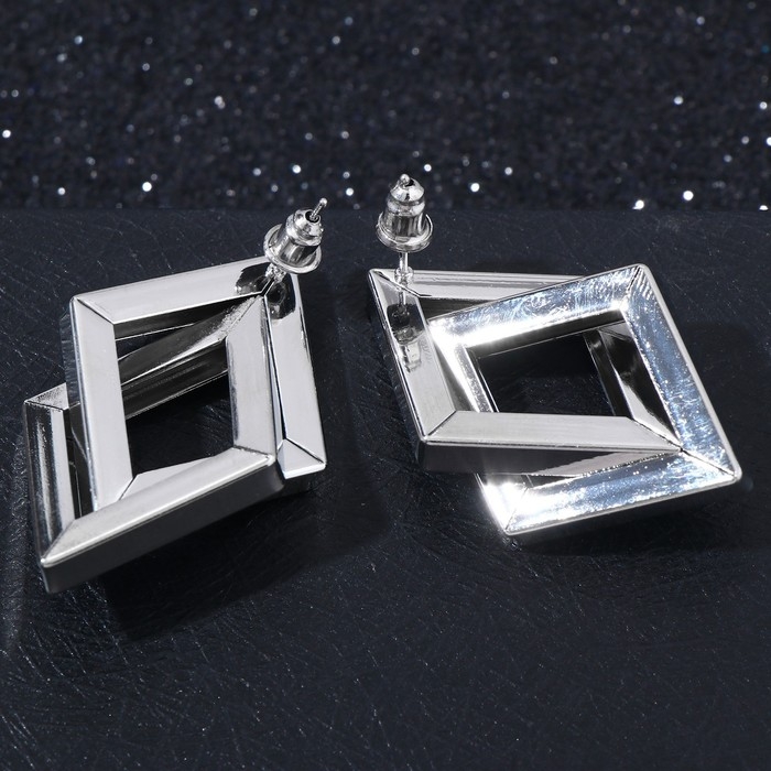 Серьги металл &laquo;Геометрия&raquo; симбиоз, цвет серебро