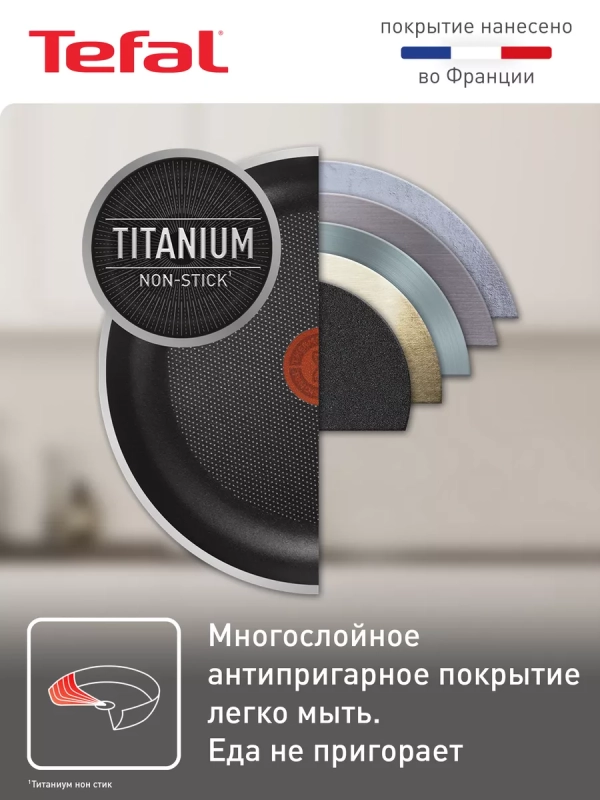 Сковорода Easy Plus 04237122, 22 см с титановым покрытием