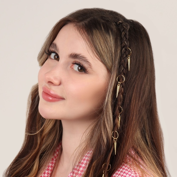 Пирсинг для волос &laquo;Клин&raquo;, 4,1 &times; 1 см, 10 шт, цвет золотистый