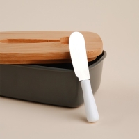 Маслёнка SL Home &laquo;Каса Перфекто&raquo;, с ножом для масла, бамбуковая крышка, 15&times;10&times;5,5 см