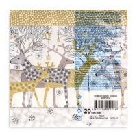 Новогодние салфетки бумажные Art Bouquet &laquo;Новогодние олени, золото&raquo;, 3 слоя, 33х33 см, 20 шт