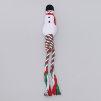 Игрушка пищащая, мягкая для собак "Снеговик" с канатом, 32 см Игрушка пищащая, мягкая для собак "Снеговик" с канатом, 32 см