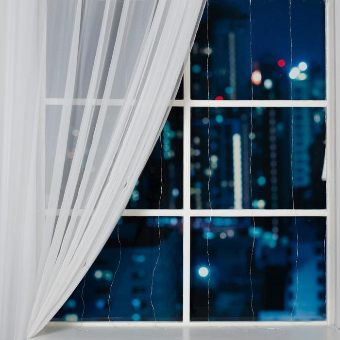 Гирлянда &laquo;Занавес&raquo; 1.6 &times; 1.6 м роса, IP20, серебристая нить, 160 LED, свечение тёплое белое, 8 режимов, 220 В